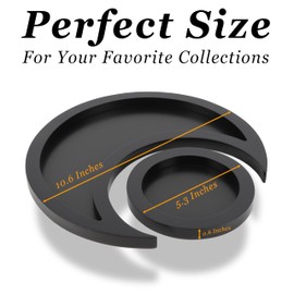 TRULLIMORE Black (Flower of Life) Crystal Holder Moon Tray for Crystals and Healing Stones, Crescent Moon Decor, Gifts for Crystal Lovers