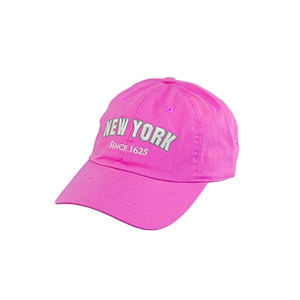 NYFASHION101 Unisex NYC New York City Embroidered Adjustable Low Profile Cap, NY11, Hot Pink