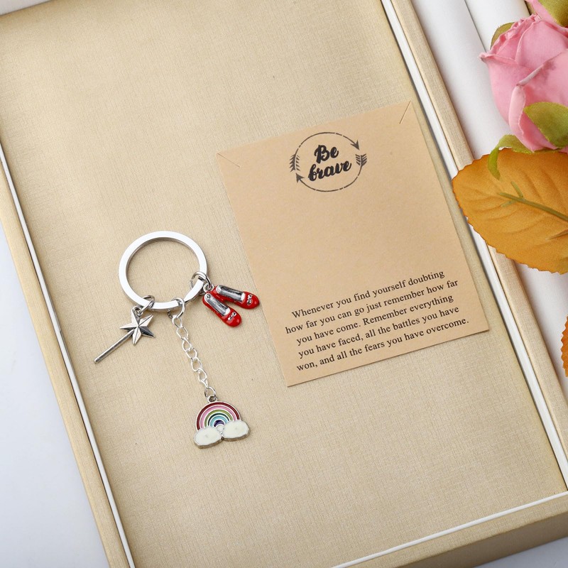 KUIYAI Ruby Slipper Keychain, Musical Inspired Gift, Magic Star Wand