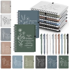 Resurhang 40 Pcs Spanish Christian Gift Notebook Pen, Flower, Morandi