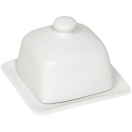 Now Designs Stoneware Square Butter Dish with Lid, White 4.5 x 4.5 in