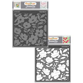 CrafTreat Reusable Flower Stencils for Painting on Wood, Wall, Tile, Canvas and Floor - Flower Fusion Positive Dots and Flower Fusion Negative Dots - 2 Pcs - 6x6 Inches Each - DIY Craft Stencils