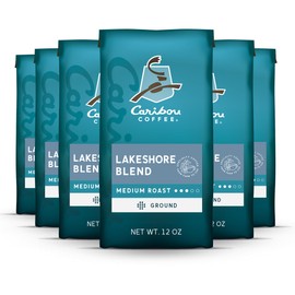 Caribou Coffee, Medium Roast Ground Coffee - Lakeshore Blend 72 Ounces (6 Bags of 12 Ounces)