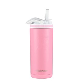 Ice Shaker 14 Oz Sport Bottle, Stainless Steel Water Bottle with Straw Lid, As Seen on Shark Tank, Insulated Kids Water Bottle, Pink