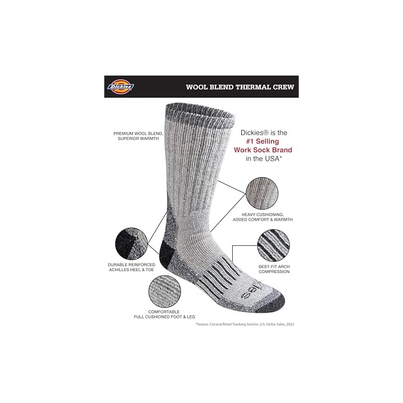 Dickies Men's Heavy Weight Wool Blend Thermal Crew 2 &