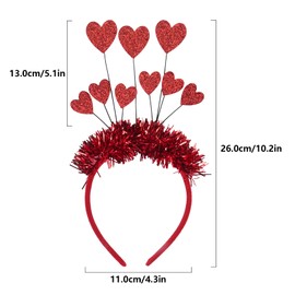 Heart Headband Glitter Red Headband with Heart, Sequins Heart Headband Women's Red Heart Headband Heart Head Bopper Hair Accessories for Valentine's Day Wedding Christmas Gift