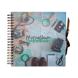 Grupo Erik Scrapbook Album Vintage Travel Photo Album for Gluing 26 x 26 cm 40 Pages Photo Album for DIY White Pages Photo Album