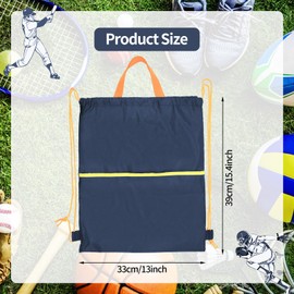 Large Drawstring Gym Bag - Waterproof Sports Backpack String Swim Drawstring PE Bags for Women Men, Travel Beach School Bag with Carry Handles and Zipper