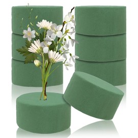 CTYUEYUN Pack of 8 Round Floral Foam for Fresh and Artificial Flowers, Wet Floral Foam Set 8 x 4 cm, Dry Floral Foam, Florist Foam Accessories for Wedding Aisle Flowers Party Decoration
