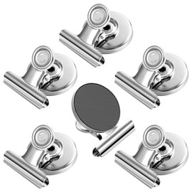 Magnetic Clip, Pack of 6 Silver Fridge Magnets, Strong Magnets for Magnetic Board, Scratch-Free Magnetic Clips, Strong Magnetic Clips for Photos, Stickers, Bags, Fridge, Whiteboard