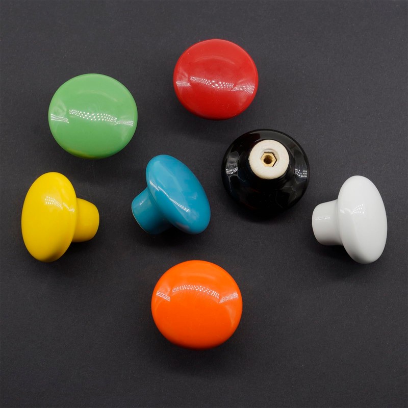Flomore Round Ceramic Knobs for Nursery Dresser Drawers (Pack of