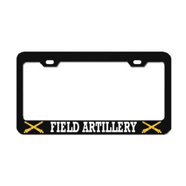 Field Artillery Black Auto Tag License Plate Frame Metal Aluminum Military