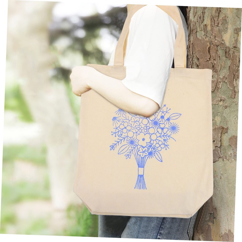 Gatuida 1 Set Embroidery Canvas Tote Bag Kit with Pattern