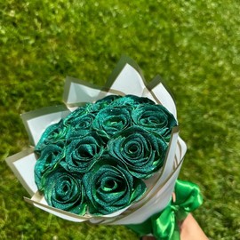 Eternal Satin Rose Bouquet  Perfect  Gift - Color: Pink/Red/White, # Of Flowers: 28, Add-Ons: Butterflies