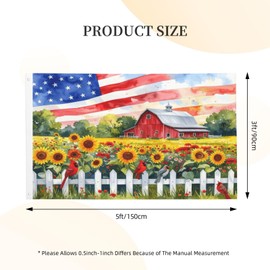 Abucaky Rural Sunflowers Cardinal Birds Flag 3x5 Ft Independence Day American Flag Decorative Banner Durable Polyester Flag For Home Outdoor Indoor