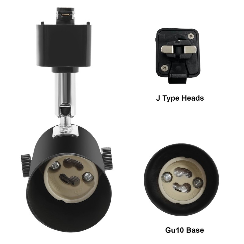 J Type Track Lighting Heads Adjustable Rotatable Compatible J Type