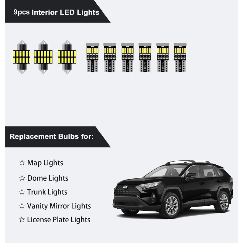 Interior LED Lights Kit Super Bright White LED Replacement Bulbs