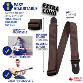 Perri's Leathers Ltd- Guitar Strap-Nylon- Brown- Leather Ends-Adjustable- For Acoustic/Electric/Bass Guitars (NWS20-92)