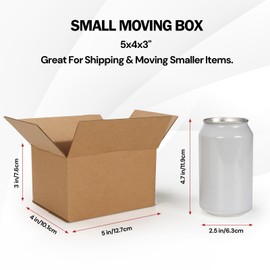 Rempry 40 Pack 5x4x3 Shipping Boxes Brown, Small Corrugated Cardboard Box for Mailing, Packaging Small Business, Kraft Mailer Boxes