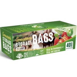 UNNI Compostable Storage Bags, Quart, Resealable Compostable Food Storage Bags, 400 Count, 7 x 7.4 inches, Earth Friendly Highest ASTM D6400, US BPI, CMA & Europe OK Compost Certified, San Francisco