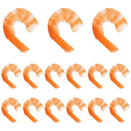Framendino, 15 Pack Artificial Shrimp Figures Lifelike Cooked Shrimps Fake Peeled Simulated Food Model for Display Photography Props