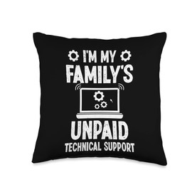 Funny Computer Geek Humor Tech Savvy Guy Technical Support Throw Pillow