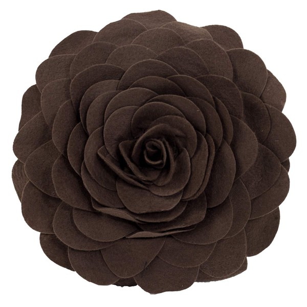 Fennco Styles Eva's Flower Garden Decorative Throw Pillow with Insert - 13 inch Round (Chocolate, 13" Case+Insert)