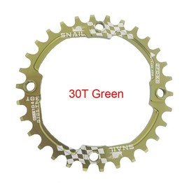 SNAIL MTB Crankset Round Chainring 104BCD Narrow Wide Chain Ring 30T Crank Set Black Red Gold Green fit 8,9,10,11 Speed Chain - Color: Green