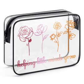 Teacher Appreciation Gifts Clear Makeup Bag Teacher Birthday Gifts Thank You Teachers' Day Gifts for Teacher Thanksgiving Christmas Retirement Gifts for Women Mom Aunt Cosmetic Bag PVC Toiletry Bag