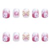 24 Piece Set Nail Tips, Ribbon Japanese Pattern Nails, Girly