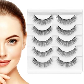 Beavorty 5 Pares de Pestañas Postizas 3D Cortas, Pestañas Naturales y Ligeras, Perfectas para Maquillaje Diario y Ocasiones Especiales, Ideal para Mujeres que Buscan un Look Natural y Elegante