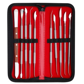 LVCHEN Wax Carving Tools - 10PCS Stainless Steel Wax Carvers Set Sculpture Chisel Tools Double-Ended Pottery and Polymer Clay Tools and Carrying Case