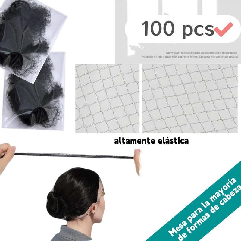 Red de Pelo Tejida, 100 piezas Redes Invisibles para Cabello,