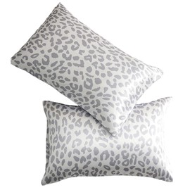 Silky Satin Pillowcase, Vintage Floral Pillow Covers 2 Pack Pillowcases for Hair and Skin Luxury Bed Pillow Cover Cooling Satin Pillow Shams Set Silver Leopard Pattern