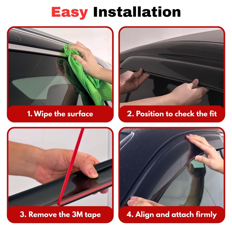KPY Rain Guards Fit for 2003-2007 Honda Accord Coupe, Out-Channel