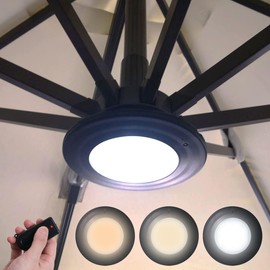 Happetite Rechargeable Battery Operated Patio Cantilever Umbrella Lights with 3 Brightness Modes, 3 Colors Warm Neutral Cold, for Outdoor & Garden