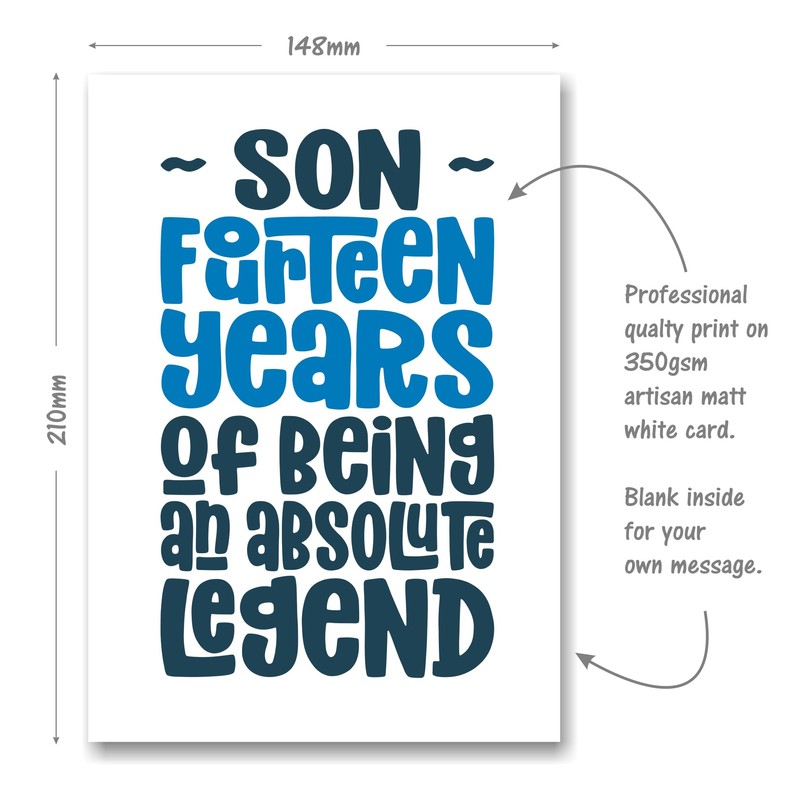 Son 14th Birthday Card for Son - Fourteen Years of
