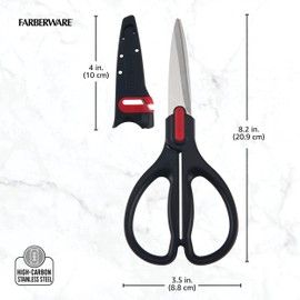 Farberware Self-Sharpening Stainless Steel All-Purpose Shears with Edgekeeper Sleeve