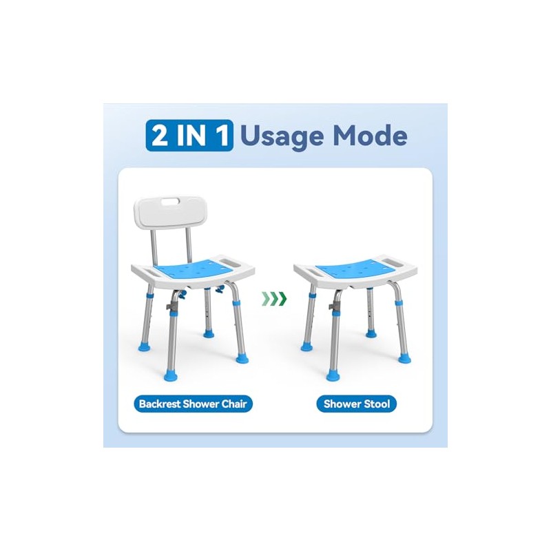 Loyoda Shower Chair for Inside Shower with Removable Back, Adjustable