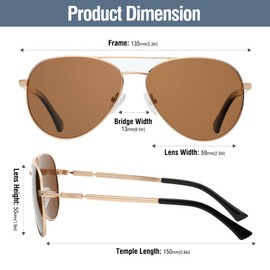 DUCO Cool Polarisierte Sonnenbrille Herren Klassische Unisex Fliegerbrille UV400 Filter Kategorie 3 3025K (Gold,Braun)