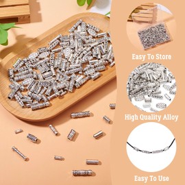 Pandahall 150Pcs Tibetan Style Alloy Spacer Beads Antique Silver Metal Column Tube Loose Beads Charms for Bracelet Necklace Jewelry Making