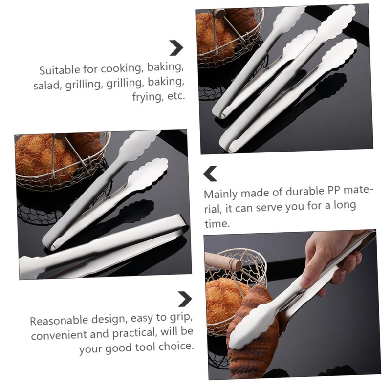NOLITOY 2pcs Stainless Steel Food Clips Sturdy Barbecue Clamp Steak