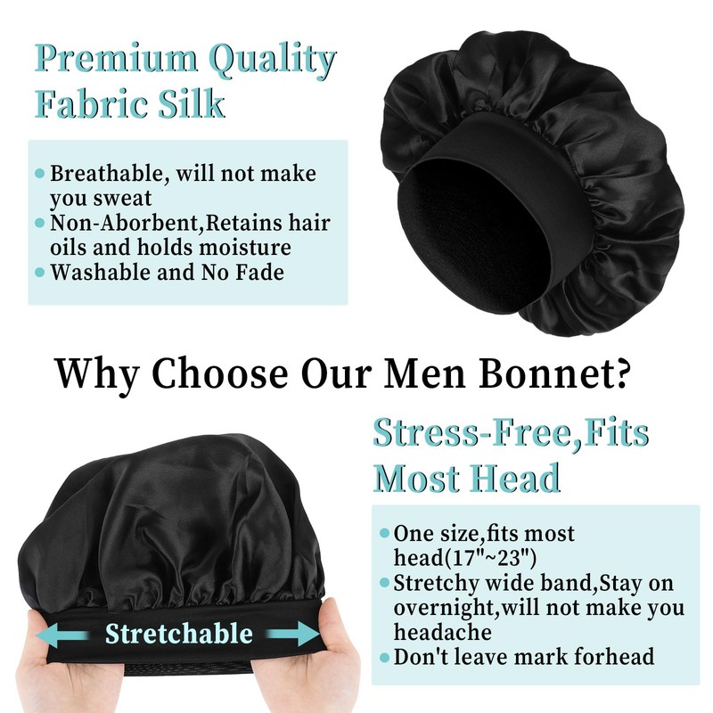 COMNICO Silk Bonnet, Satin Bonnet, Double Layer Silk Cap, Sleep