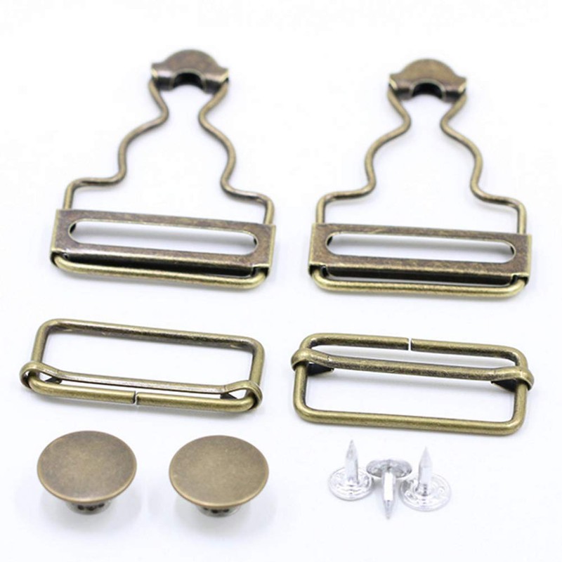 6 Sets Overall Buckles Metal Suspender Replacement Buckles with Rectangle