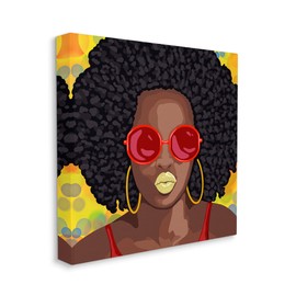 Stupell Industries Modern Glamour Pop Cosmetic Female Portrait Bold Lips, Designed by Marcus Prime Canvas Wall Art, 24 x 24, Brown