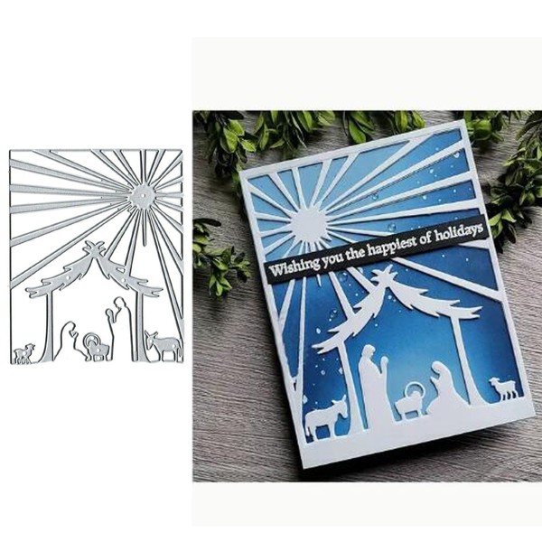 Christmas Nativity Scene Metal Die Cuts,Merry Christmas Sunshine Ray Cutting