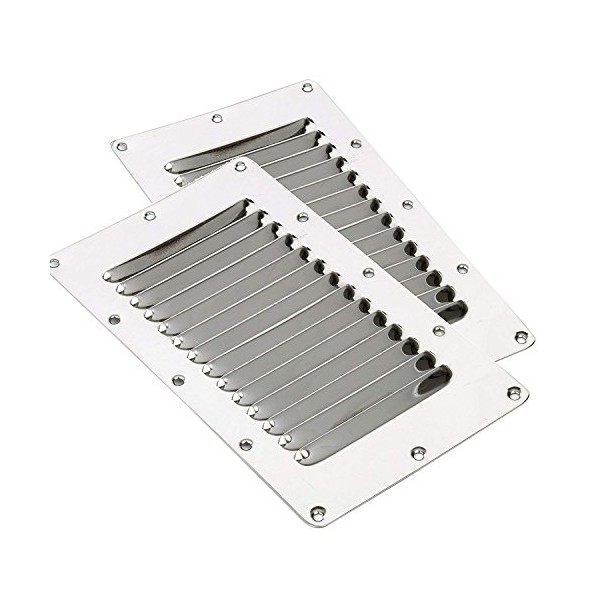 Amarine Made Stainless Steel Stamped Louvered Vent - Rectangular Marine Vent- 07720S - 5" X 9" (2)