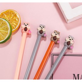TTOA - 4 Pcs Squirrel Novelty Fine Point Pen | Kawaii Pen Set | Party Bag Fillers | Stocking Filler Ideas | Birthday Gift | Cute Pen Black Ink