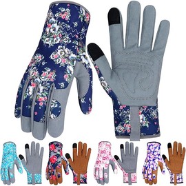 Leather Gardening Gloves for Women Thorn Proof Garden Gloves Touch Screen Working Gloves Gifts,M