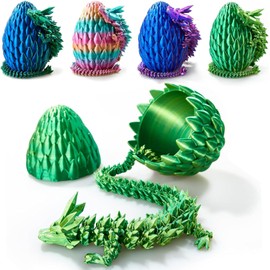 Qxbuhe 12inch 3D Printed Dragon Egg,Mystery Crystal Dragon Fidget Toys,Articulated Dragon,Home Desk Decor Easter Surprise Dinosaur Eggs,Adults Fidget Toys for Autism/ADHD (Turquoise)